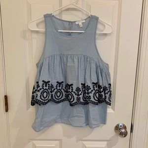 Blue Eyelet Pattern Tank